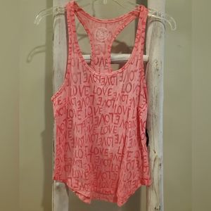 SO brand pink "Love" print Racerback tank top. NWT Small